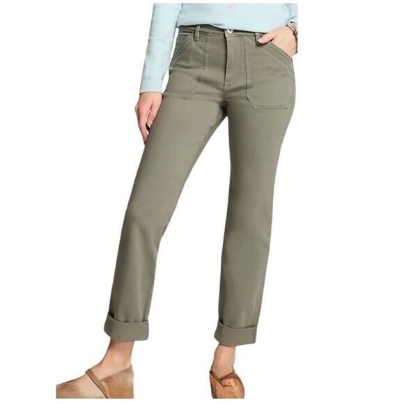 J. Jill light English moss high rise straight pants un cuffed size 12 - Picture 1 of 10